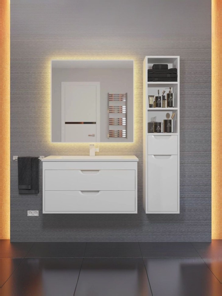 Тумба под раковину для ванной подвесная Uperwood Modul 75х44,4х55 см, белаяатовая