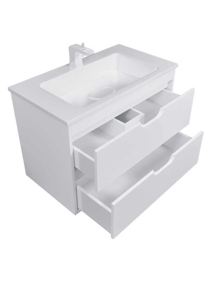 Тумба под раковину для ванной подвесная Uperwood Modul 75х44,4х55 см, белаяатовая