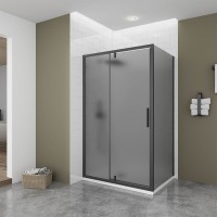 Душевой угол Veconi Ottimo P20SP B, 1100х800х1900 черный матовый, стекло тонированное матовое