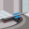 Желоб BERGES водосток напольный Optim Line Plus 800, рамка решетка нержавеющая сталь, хром глянец, S-сифон D50 H60 горизонтальный