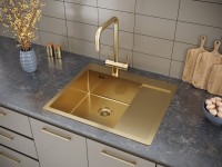 Мойка нерж. сталь KRONER 59F, PM225951-BGL , брашированное золото, левая, 590х510мм, Paulmark