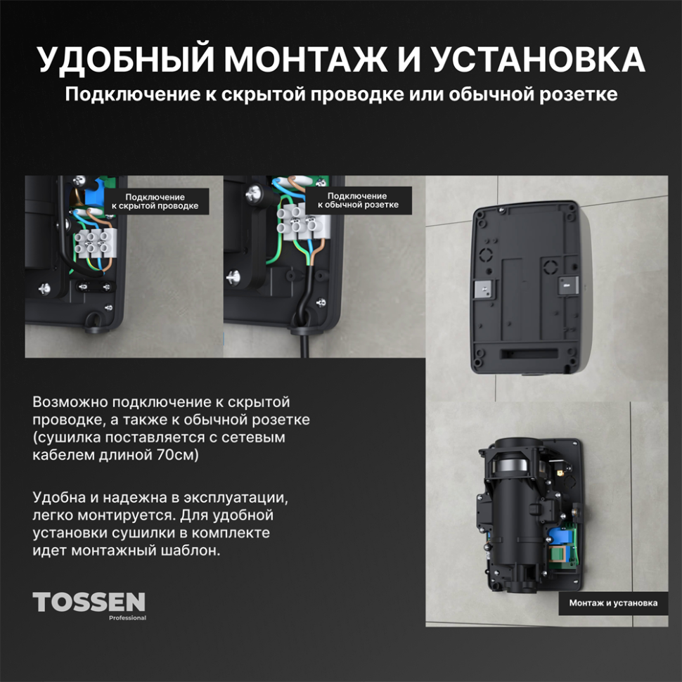 TOSSEN LS 2102 MW - сушилка для рук (коллекция «Классический белый»)  