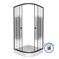 Душевой уголок Niagara Eco NG-003-14BLACK (80х80х195) низкий поддон(13см),черный,стекло мозаика,2 места