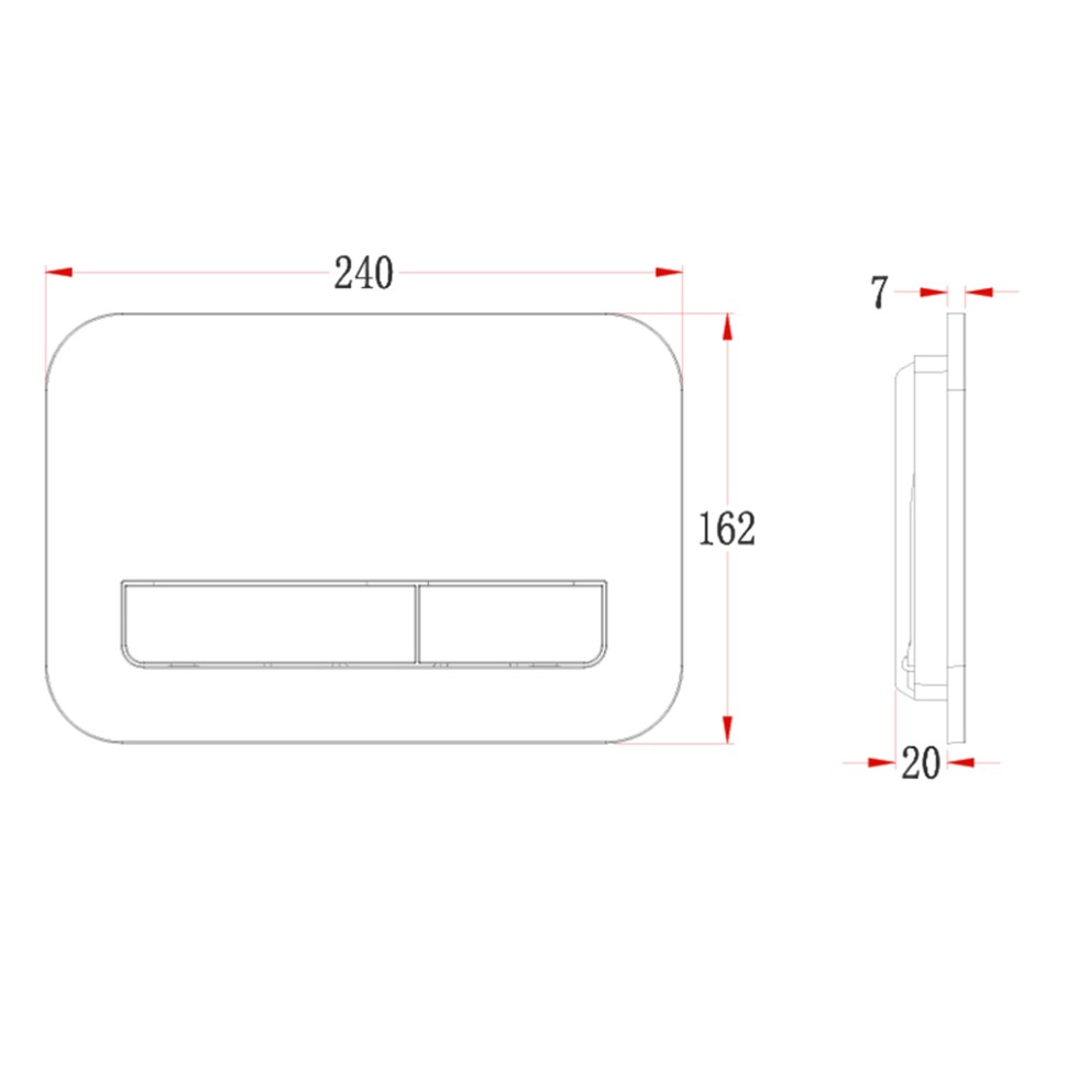 Кнопка смыва Veconi FLUSH V12, FLV12-CM, 240х162х7, пластик, хром матовый