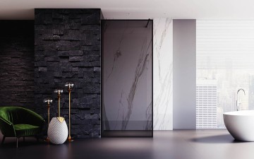 Душевая перегородка Veconi Korato KR-81BT, 700x2000, черный матовый, стекло тонированное New