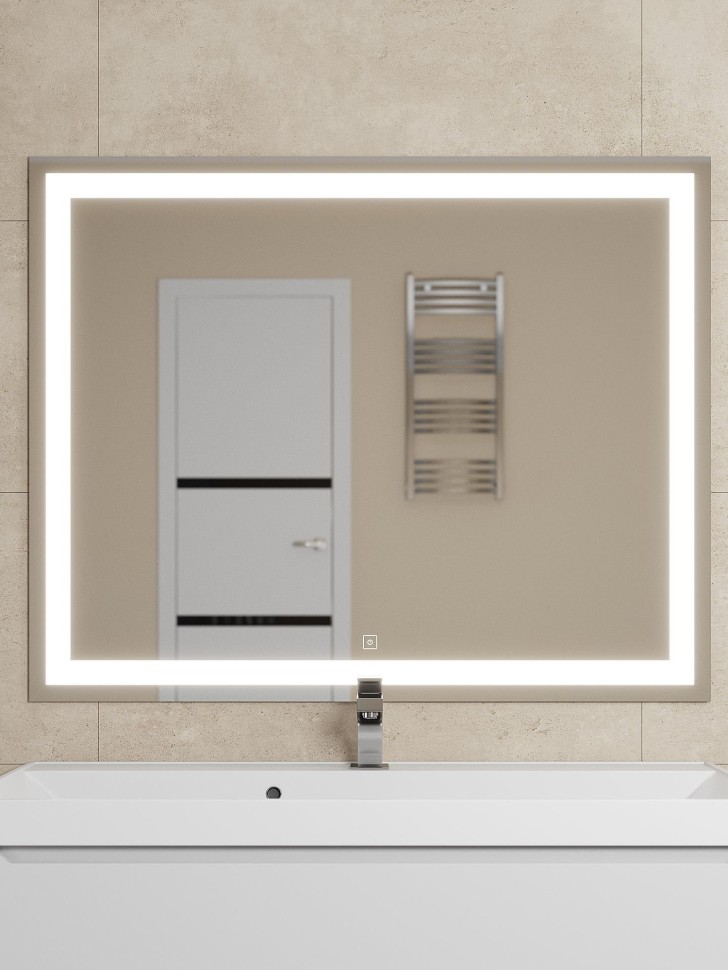 Зеркало для ванной с подсветкой Uperwood Tanos 100х80 см, прямоугольное, сенсор/антизапотевание/без рамы