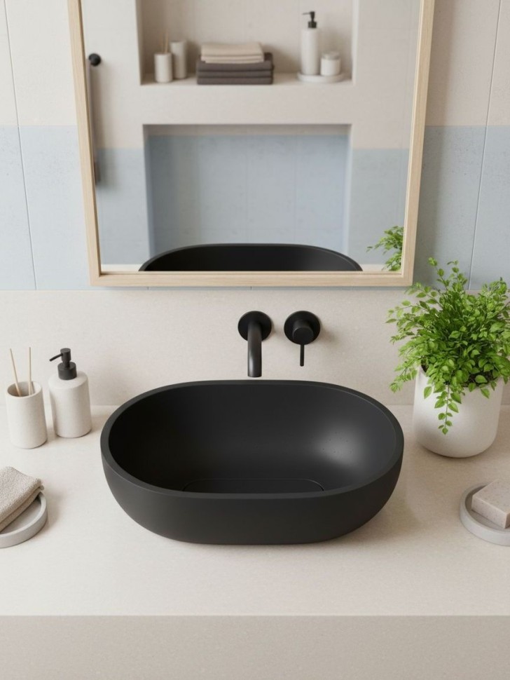 Раковина для ванной накладная Uperwood Arizona овальная, бетон, цвет черный