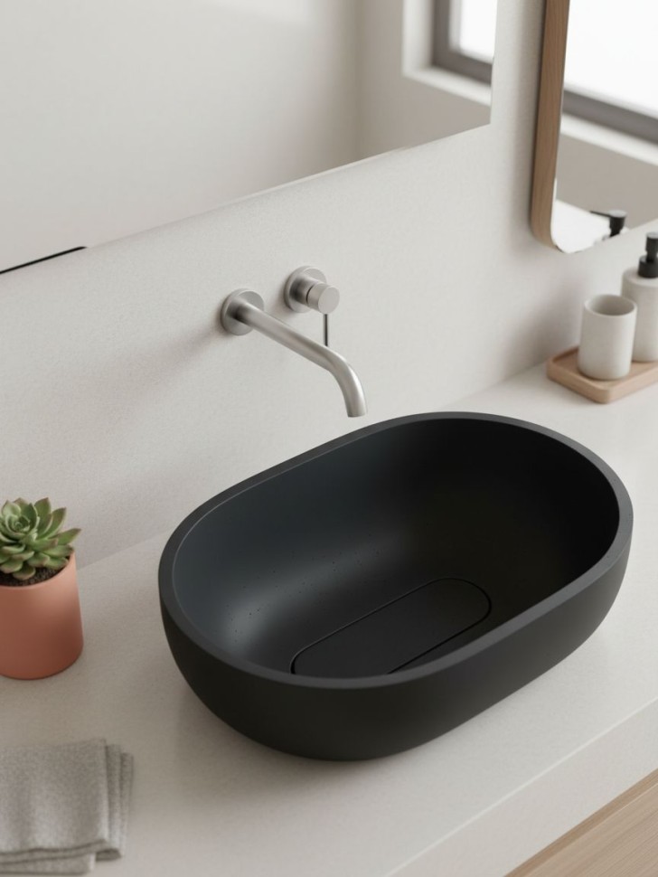 Раковина для ванной накладная Uperwood Arizona овальная, бетон, цвет черный
