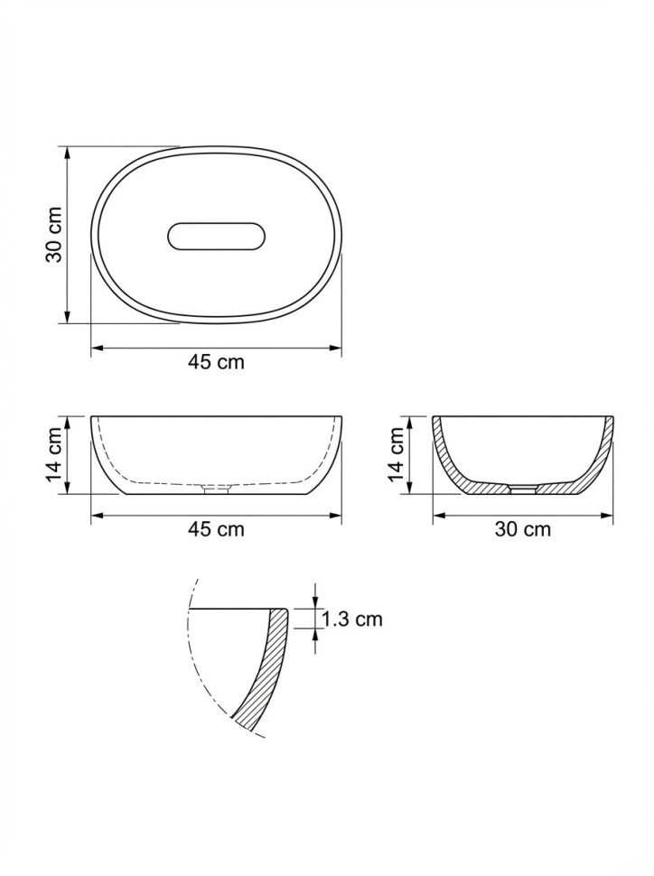 Раковина для ванной накладная Uperwood Arizona овальная, бетон, цвет черный