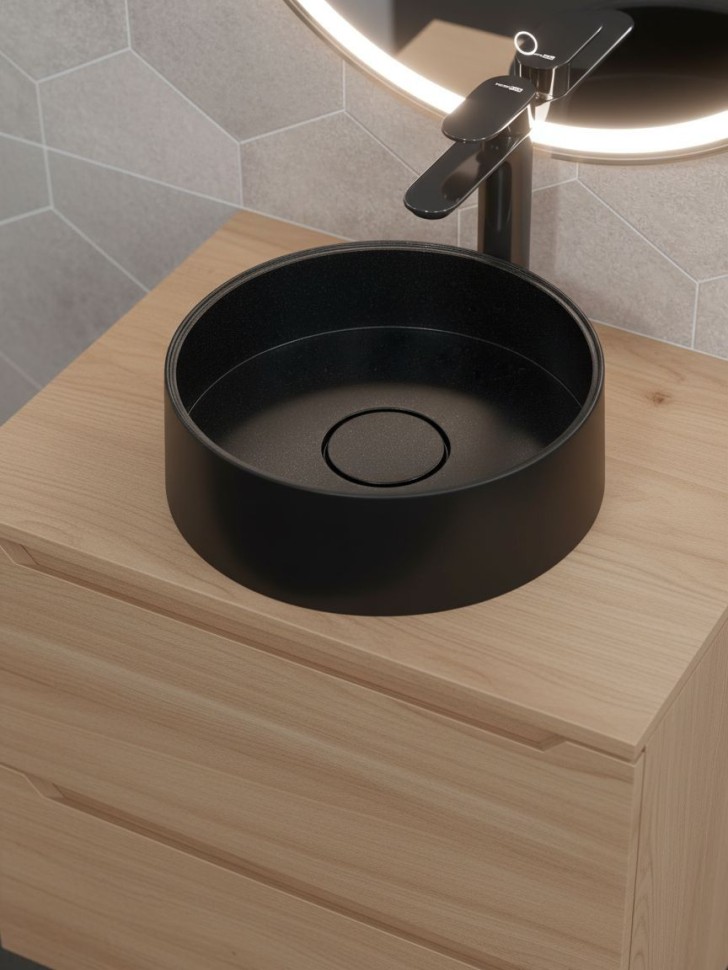 Раковина для ванной накладная кварцевая Uperwood Tanos Quartz 35 см, круглая, космос