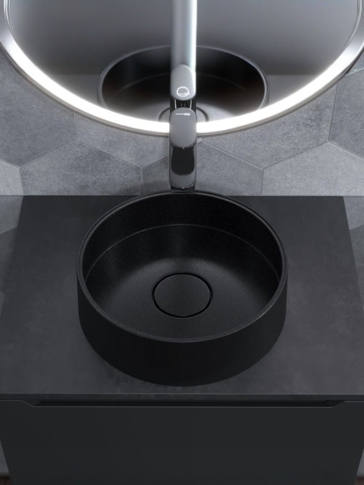 Раковина для ванной накладная кварцевая Uperwood Tanos Quartz 35 см, круглая, космос