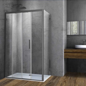 Душевой уголок Софт (Soft) VSR-3SO8014CLGM, 1400*800, вороненая сталь, стекло прозрачное