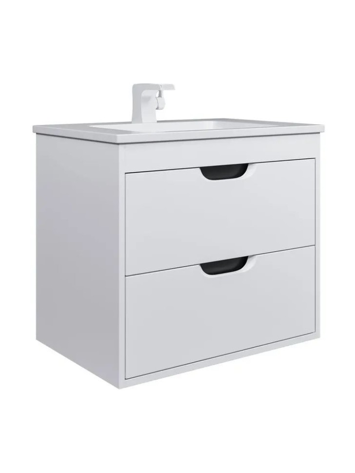 Тумба под раковину для ванной подвесная Uperwood Modul 75х44,4х55 см, белая/графит