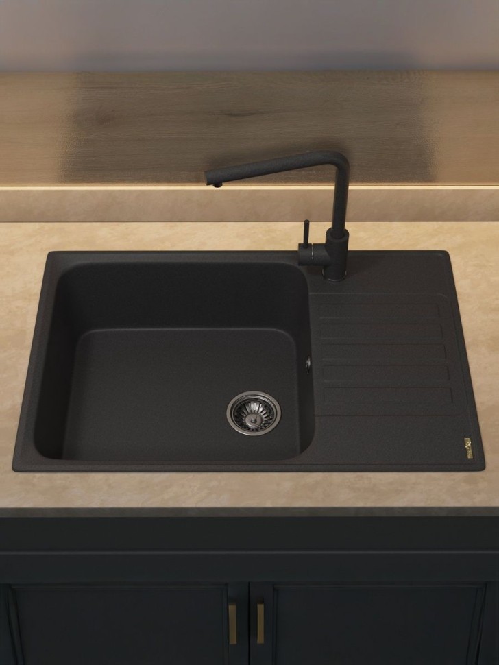 Кухонная мойка из искусственного камня Uperwood UPD-400, прямоугольная, цвет уголь