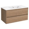 База под раковину Gio 100 подвесная, 2 выкатных ящика soft-close, N.Oak