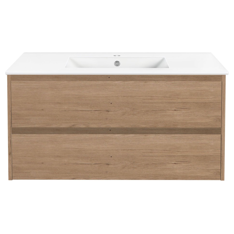 База под раковину Gio 100 подвесная, 2 выкатных ящика soft-close, N.Oak