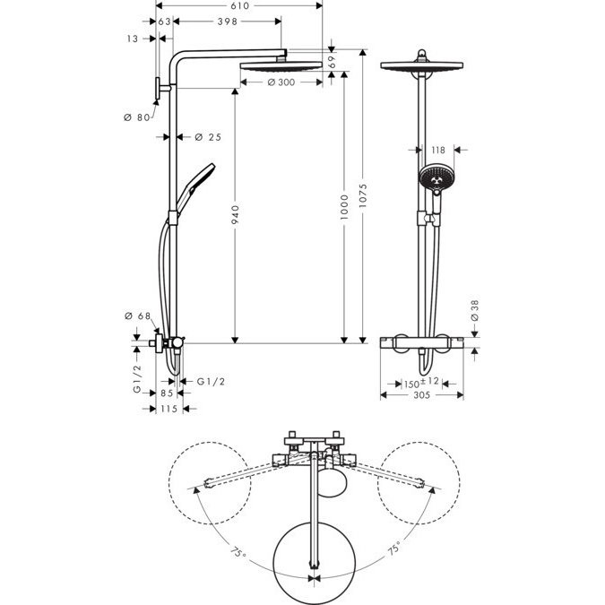 Душевая система Hansgrohe Raindance Select S хром (27133000)