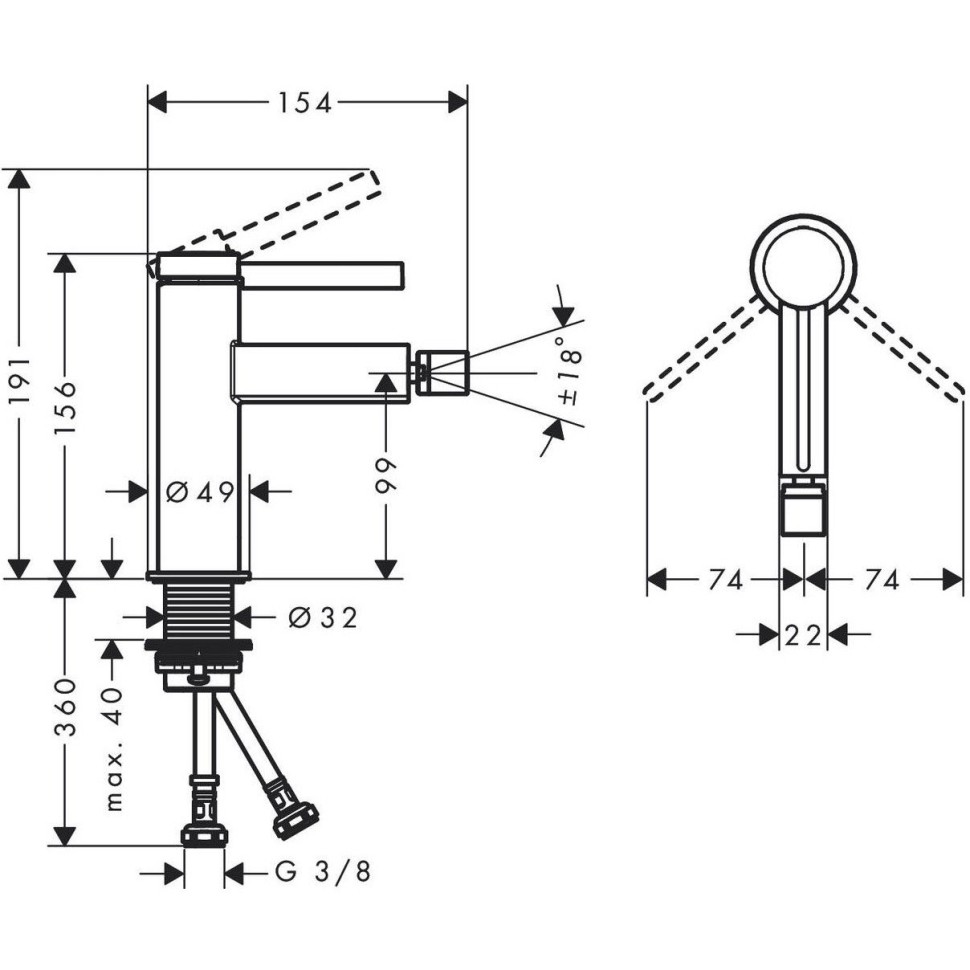 Смеситель для биде Hansgrohe Finoris 76200700, белый матовый