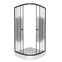 Душевой уголок Niagara Eco NG-007-14BLACK (90х90х195) низкий поддон(13см),черный,стекло мозаика,2 места