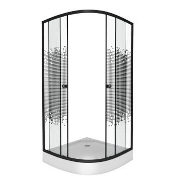 Душевой уголок Niagara Eco NG-007-14BLACK (90х90х195) низкий поддон(13см),черный,стекло мозаика,2 места