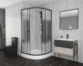 Душевой уголок Niagara Eco NG-007-14BLACK (90х90х195) низкий поддон(13см),черный,стекло мозаика,2 места