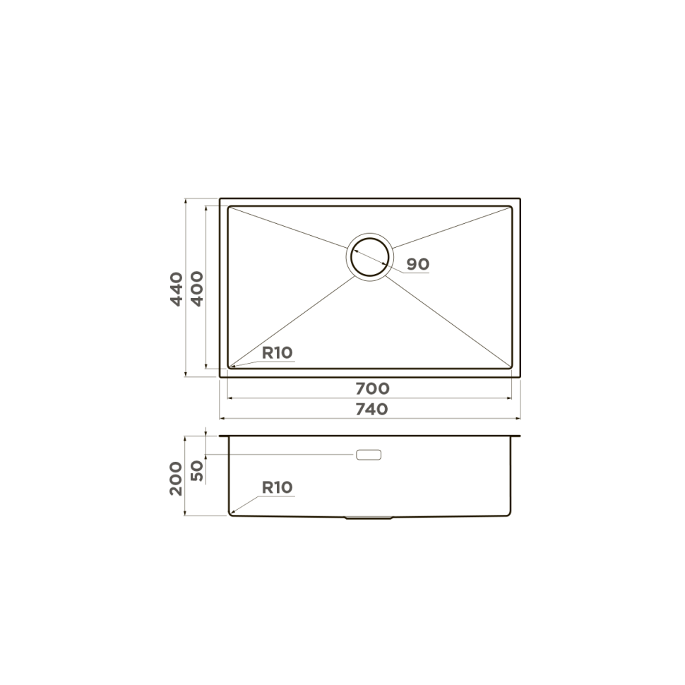 Кухонная мойка Omoikiri Taki 74-U/IF-IN нерж. сталь/нержавеющая сталь