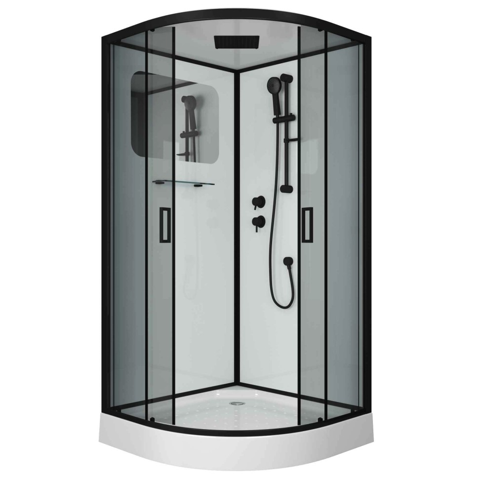 Душевая кабина Niagara Premium NG-6901-01 BLACK (90х90х210) низкий поддон(16 см),черный,стекло тонированное,4 места