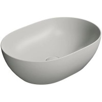Раковина-чаша накладная овальная GSI PURA 886017 500 мм х 350 мм, без отверстия под смеситель, цвет Cenere Matte  