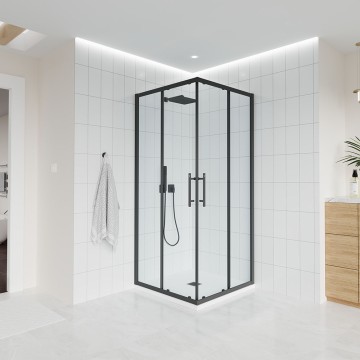 Душевой угол Veconi Evo 300 B, 1100х900x1950, черный матовый, прозрачное стекло