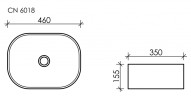 Умывальник чаша накладная овальная Element 460x350x155мм