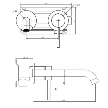 Смеситель ABBER Wasser Kreis 316 AF8112BST-M для раковины скрытого монтажа, брашированная сталь