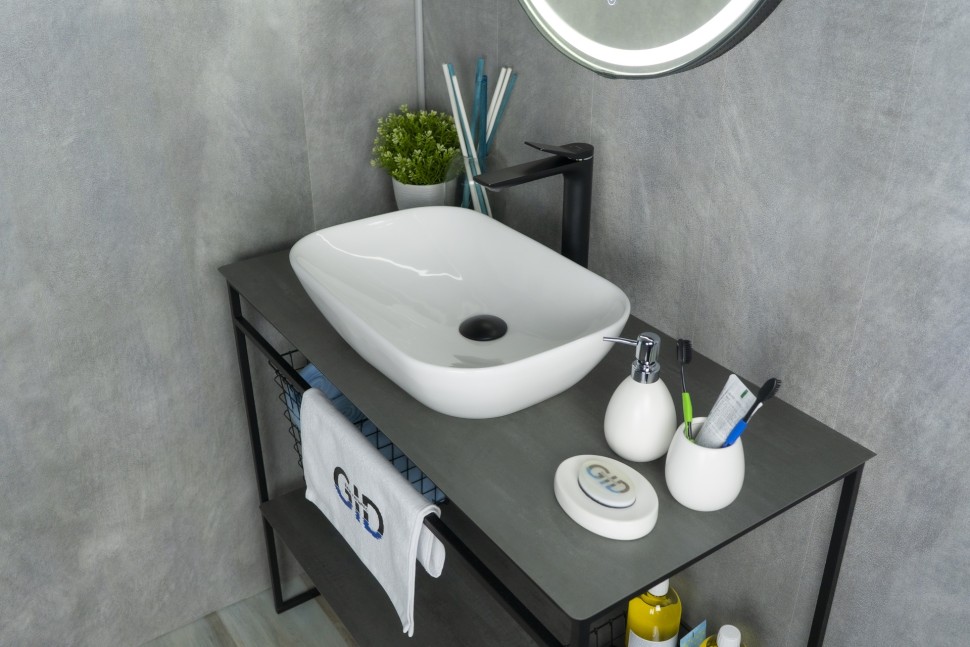 Раковина Gid N9447 51157 накладная белая 51x34x13