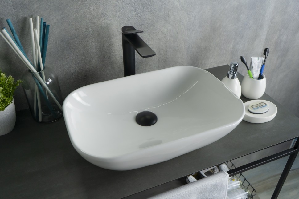 Раковина Gid N9447 51157 накладная белая 51x34x13