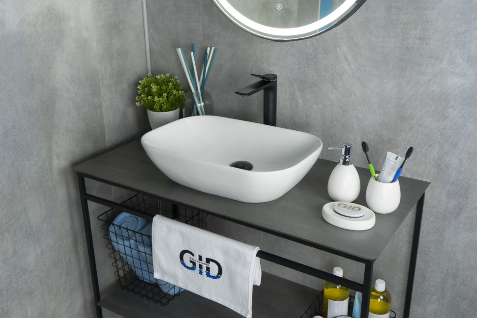 Раковина Gid N9447 51157 накладная белая 51x34x13