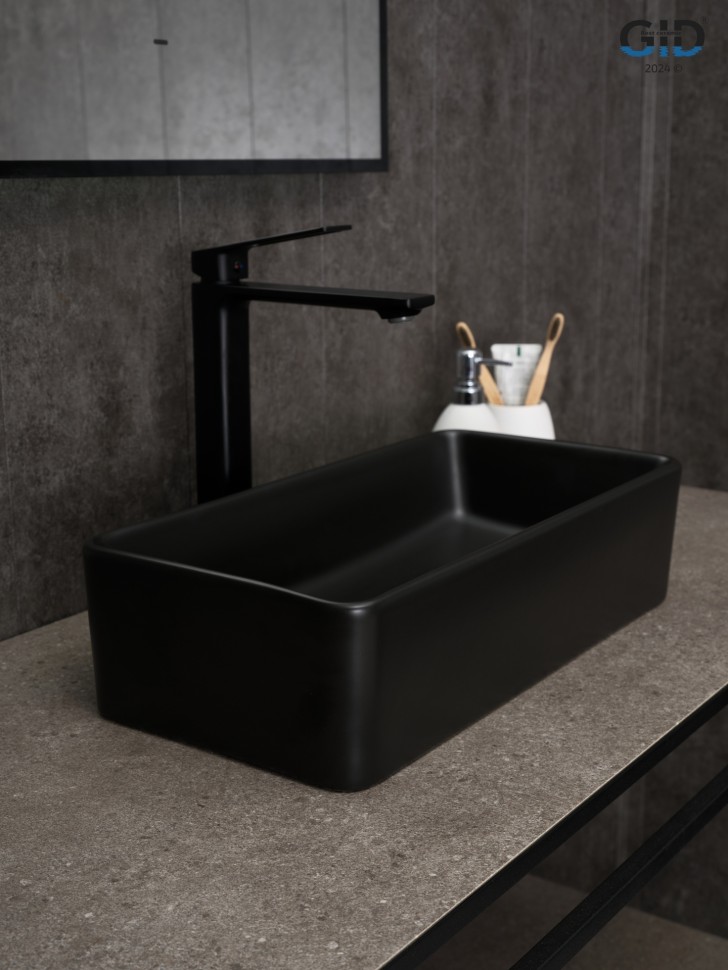 Раковина Gid Bm1104 53359 накладная черная матовая 46x23x12