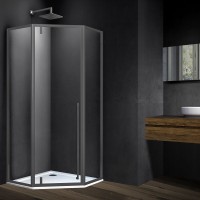Душевой уголок Penta VSP-3P100CLGM, 1000*1000, вороненая сталь, стекло прозрачное