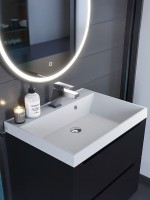 Раковина для ванной 60 см, Uperwood Classic Quartz, кварцевая, белая матовая, жасмин