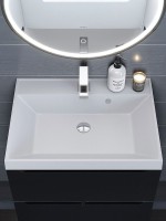 Раковина для ванной 60 см, Uperwood Classic Quartz, кварцевая, белая матовая, жасмин