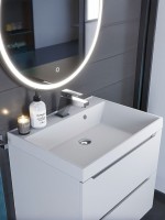 Раковина для ванной 60 см, Uperwood Classic Quartz, кварцевая, белая матовая, жасмин