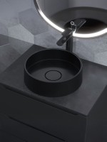 Раковина для ванной накладная кварцевая Uperwood Tanos Quartz 35 см, круглая, уголь