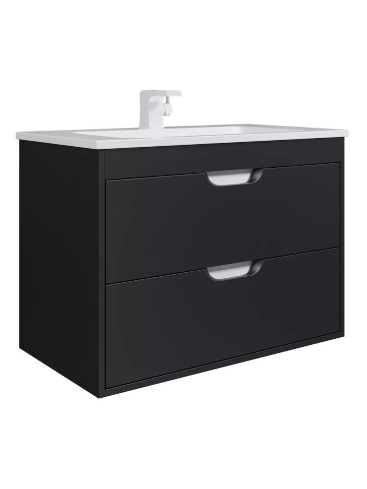 Тумба под раковину для ванной подвесная Uperwood Modul 75х44,4х55 см, чернаяатовая