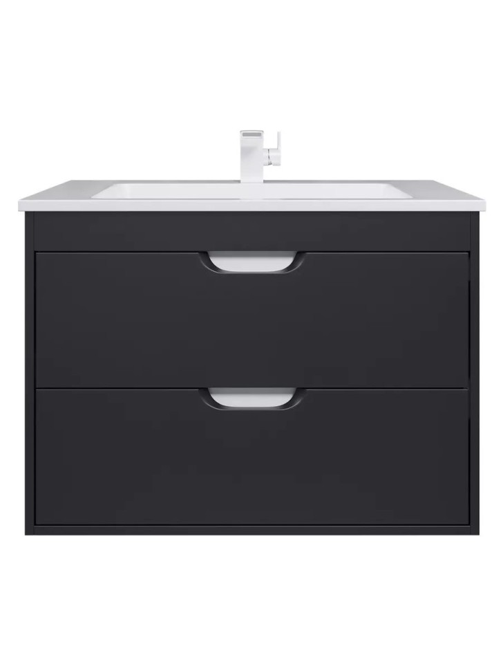 Тумба под раковину для ванной подвесная Uperwood Modul 75х44,4х55 см, чернаяатовая