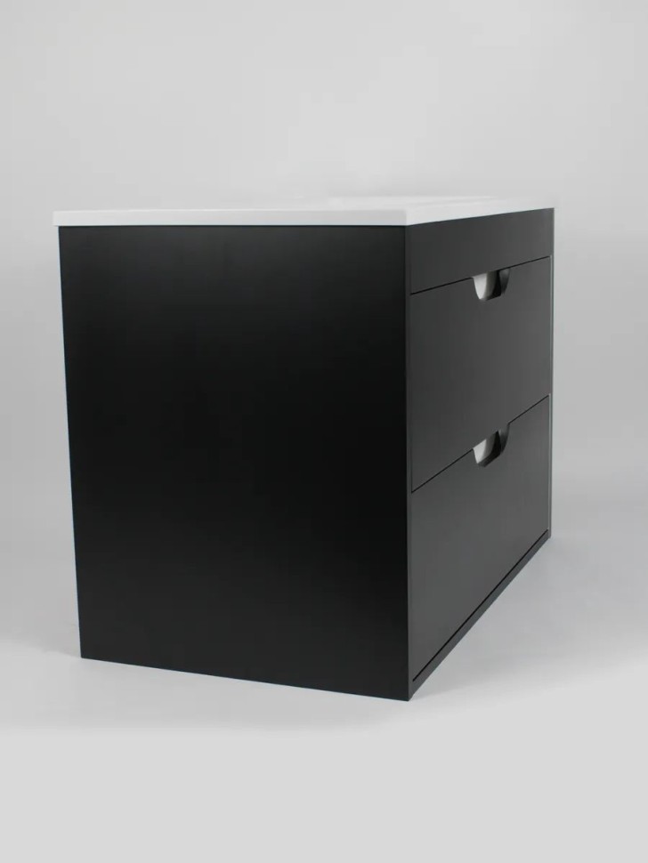 Тумба под раковину для ванной подвесная Uperwood Modul 75х44,4х55 см, чернаяатовая