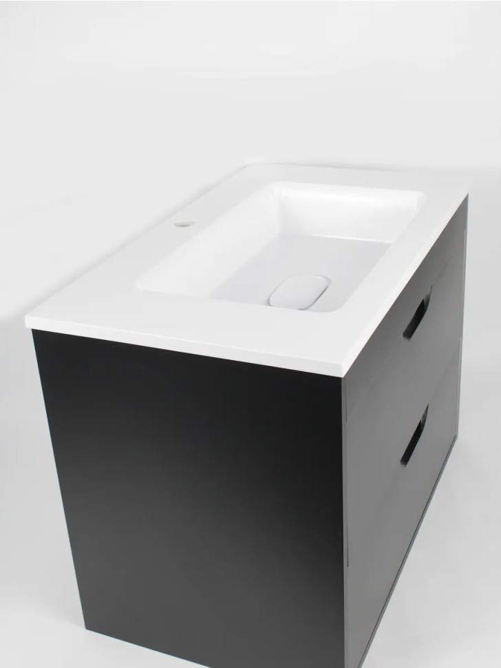 Тумба под раковину для ванной подвесная Uperwood Modul 75х44,4х55 см, чернаяатовая