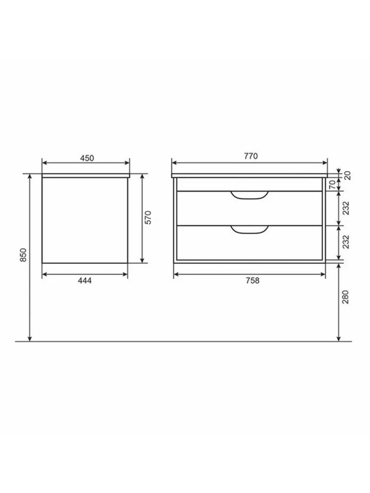 Тумба под раковину для ванной подвесная Uperwood Modul 75х44,4х55 см, чернаяатовая