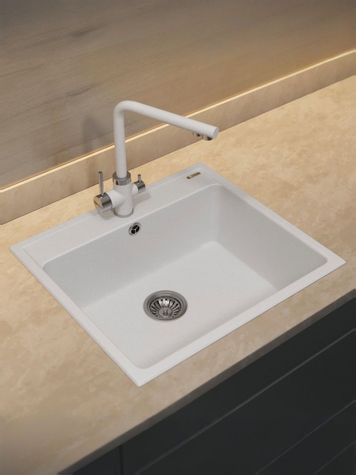 Кухонная мойка из искусственного камня Uperwood UPD-104, прямоугольная, цвет туман