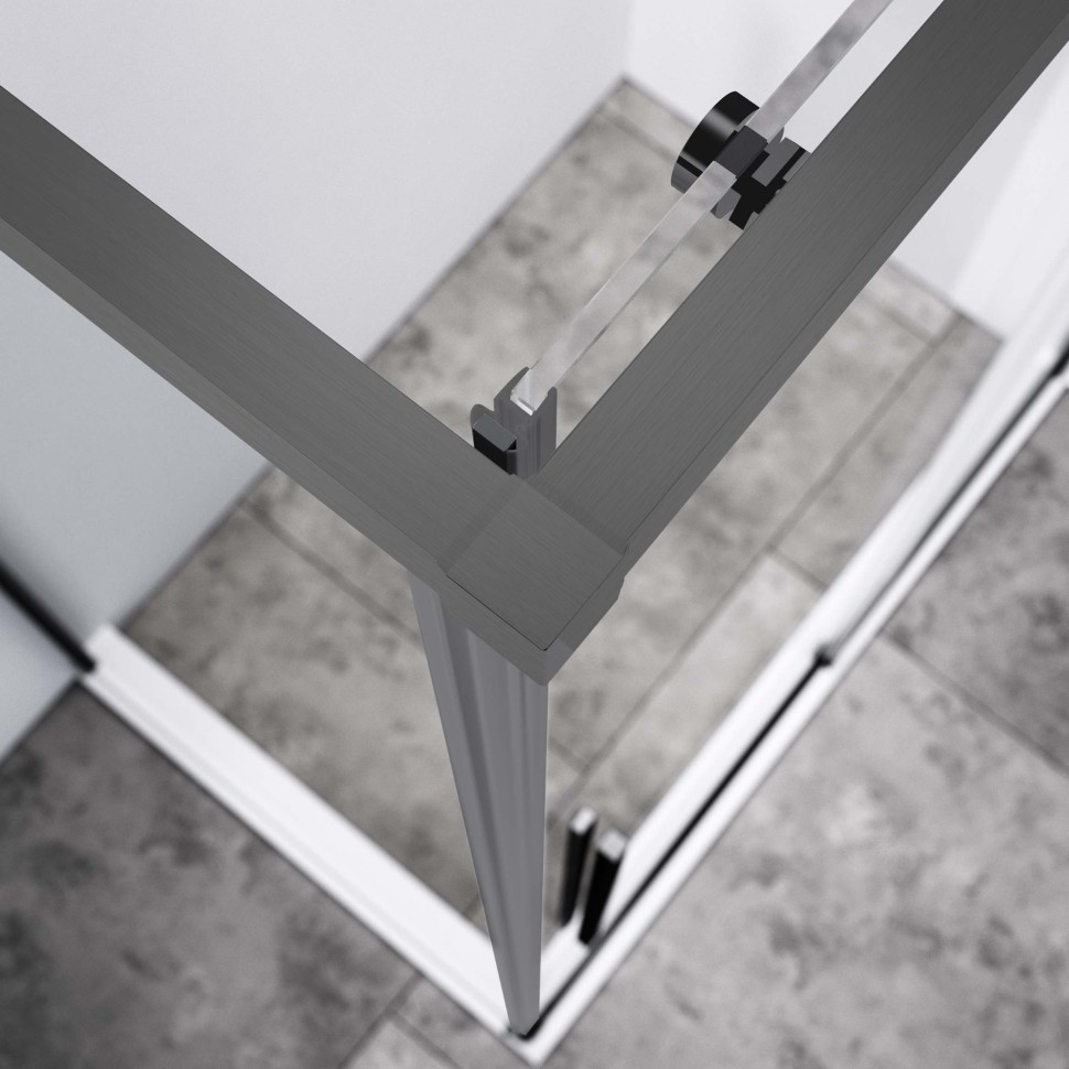 Душевой уголок Slim-N VSR-4SN8014CLGM, 1400*800, вороненая сталь, стекло прозрачное