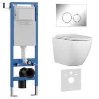 Комплект 3в1 IBERICA BLANCA инсталляция SILENCIO MINI, унитаз BILBAO ALTO белый, кнопка смыва ESTI-O хром глянцевый (IB.001M.BLA.231.824)