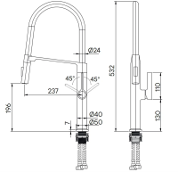 Смеситель для кухни Barrel, брашированная сталь, Ba214029-BS, Paulmark