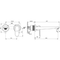 CERAFINE O Настенный смеситель для раковины Ideal Standard для монтажа со встраиваемым комплектом A1313NU